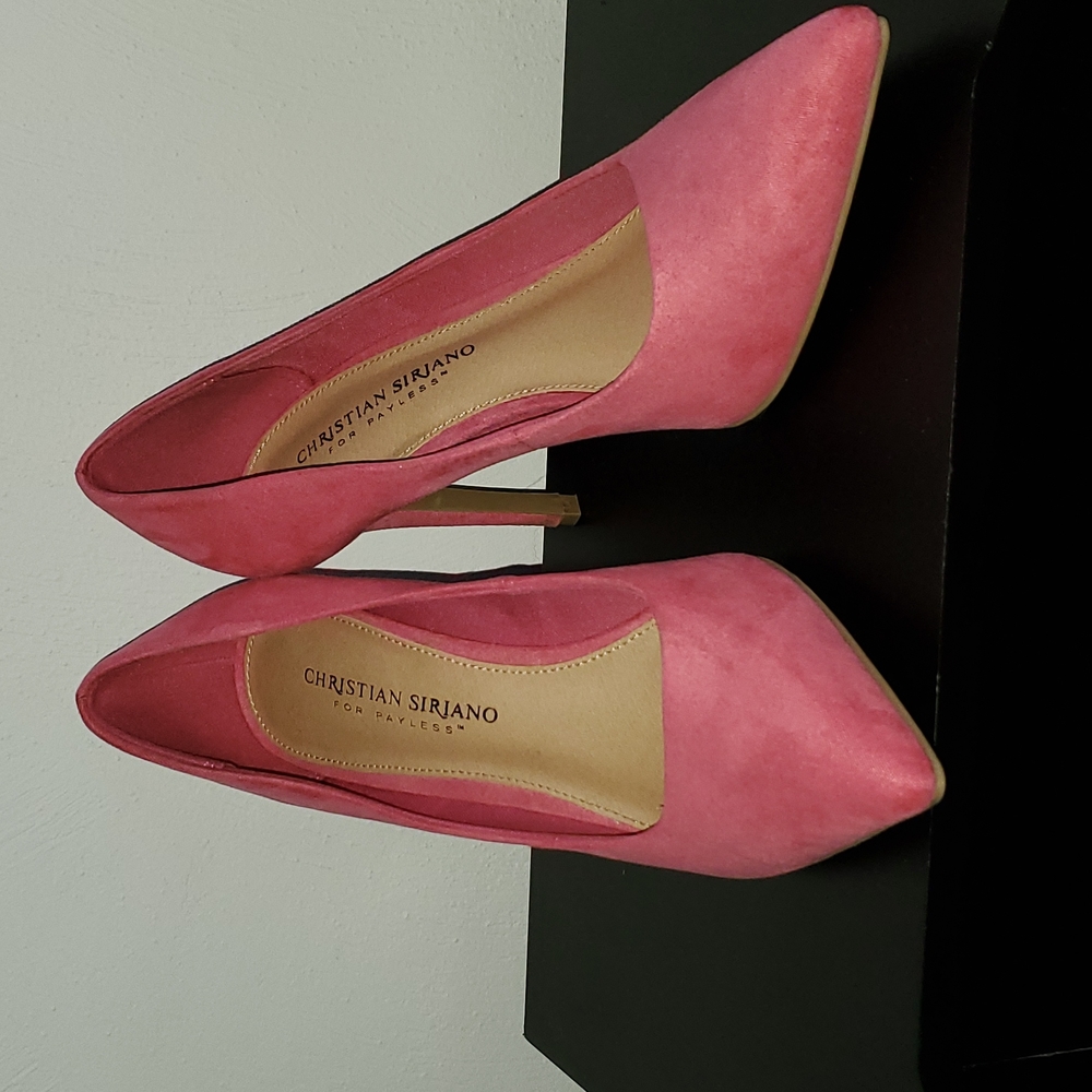 faux suede pink heels